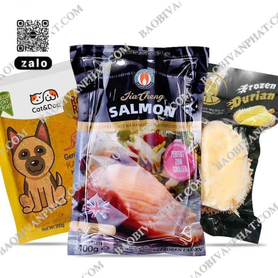 Các mẫu bao bì hút chân không cho cá hồi, thực phẩm đông lạnh và sản phẩm khác