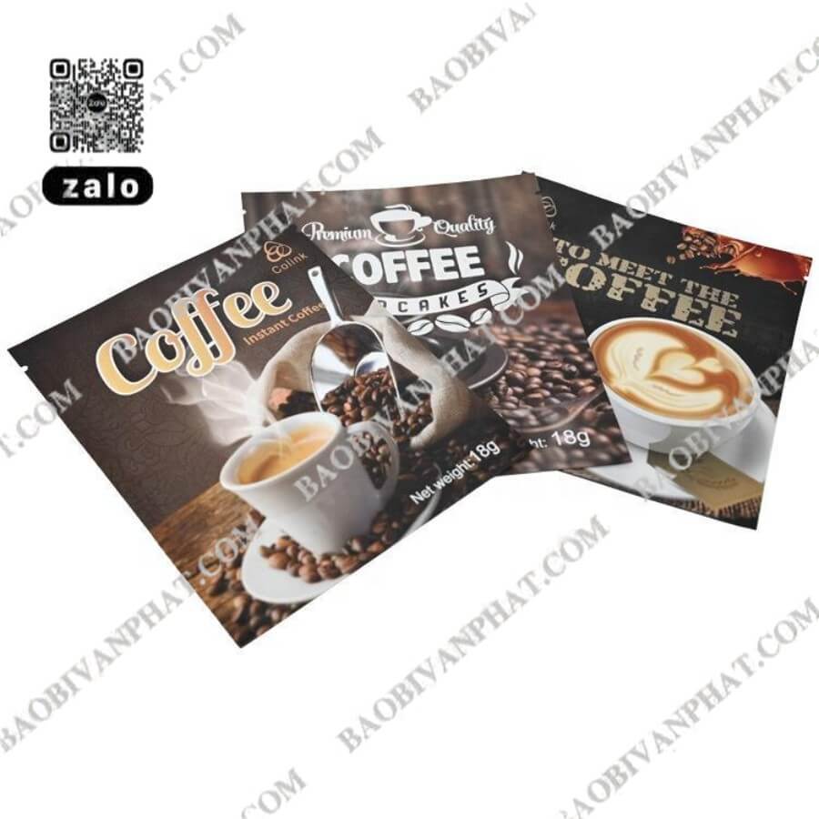 Gói nhỏ bao bì cà phê in hình sản phẩm