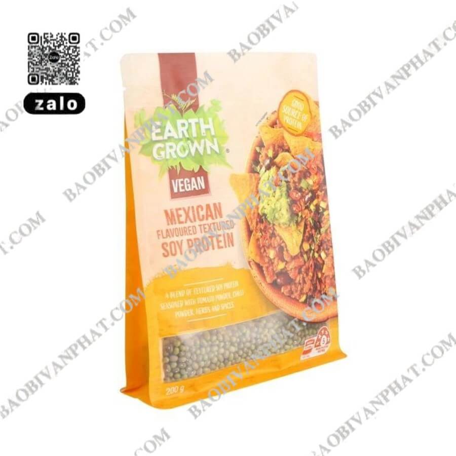 In thương hiệu trên túi đứng đựng thực phẩm dạng hạt
