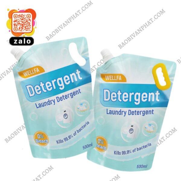 Bao bì nước giặt dạng túi vòi được in bằng công nghệ Flexo trên màng nhựa