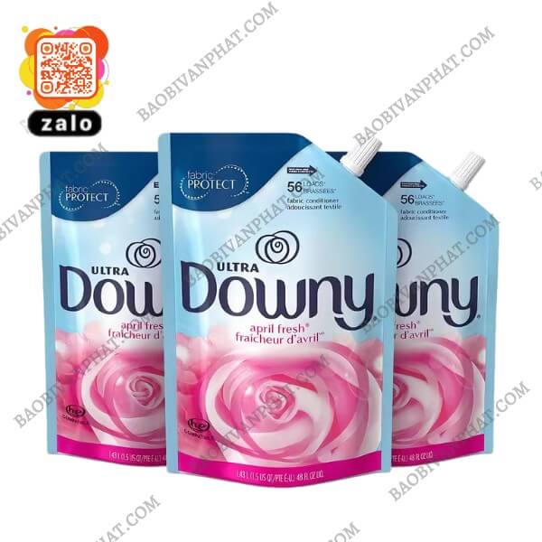 Bao bì túi vòi nước xả vải Downy được in bằng công nghệ in ống đồng chất lượng cao