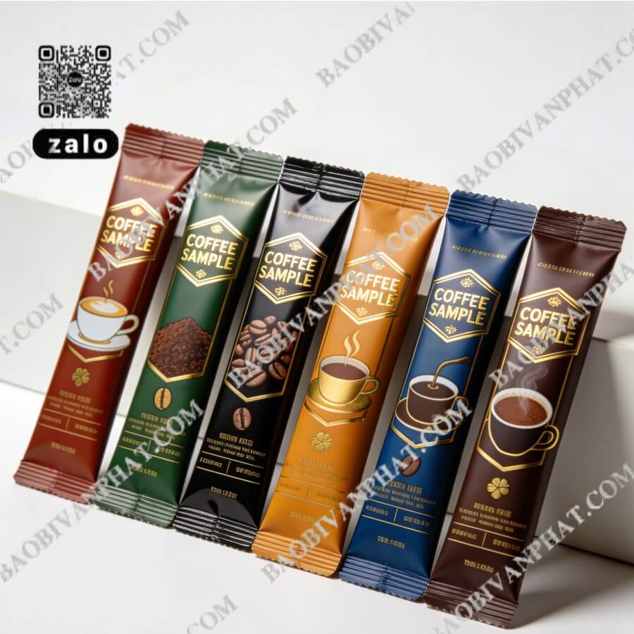 Bộ sưu tập túi đựng cà phê hòa tan gói 20gr nhiều mẫu thiết kế hàn lưng giữa