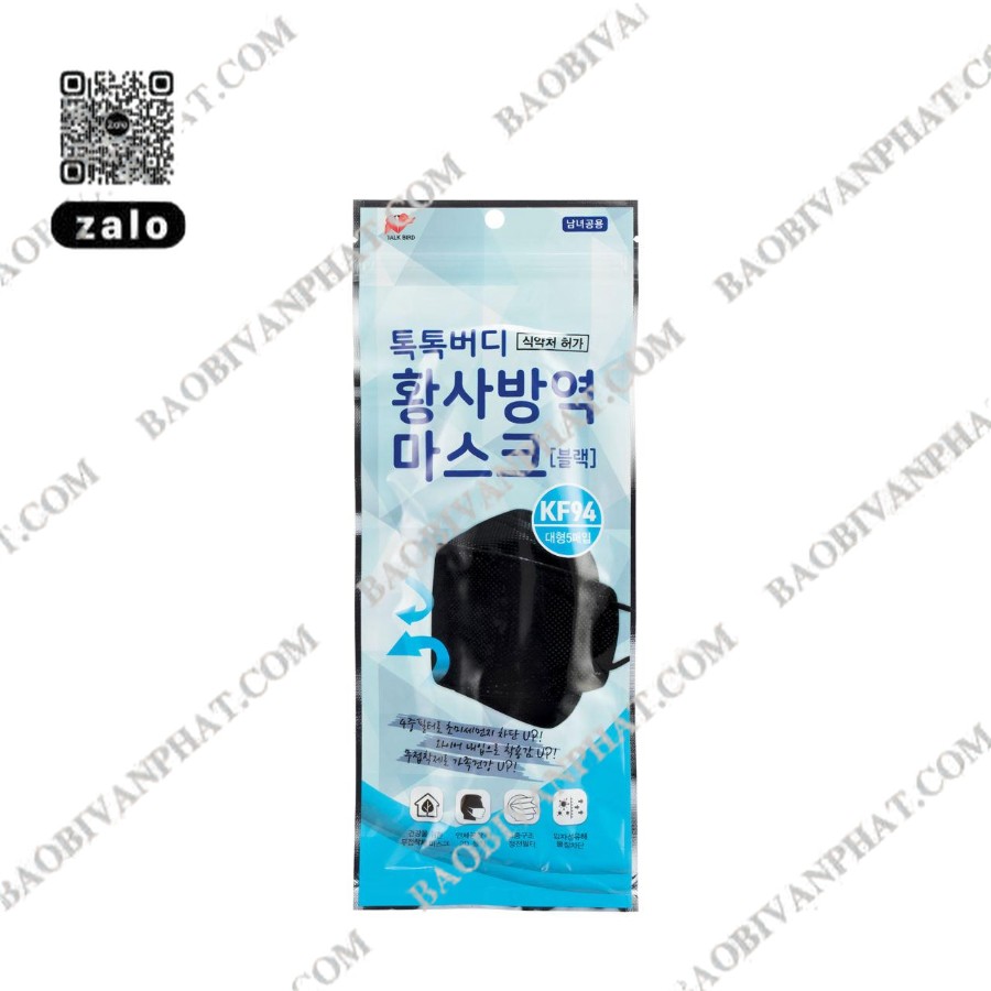 Túi đựng khẩu trang KF94 TokTok Buddy màu đen