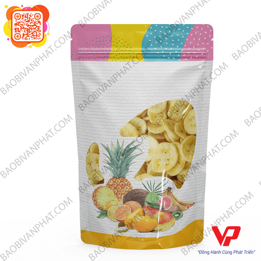 Túi đựng trái cây sấy zipper cửa sổ chuối sấy