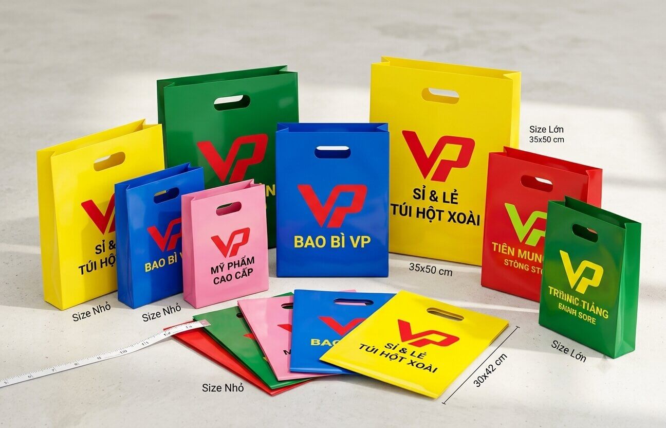 Các loại túi PE hột xoài đa dạng màu sắc và kích thước